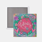 Wiederherstellung rosa Fun Floral Moderne Inspiriv Magnet (Vorderseite/Rückseite)