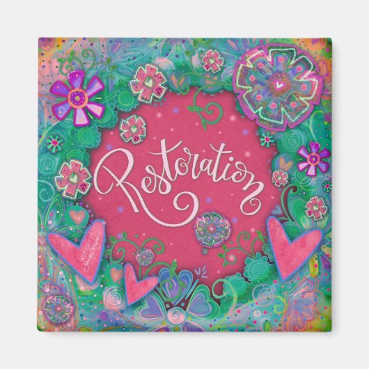 Wiederherstellung rosa Fun Floral Moderne Inspiriv Magnet (Vorne)
