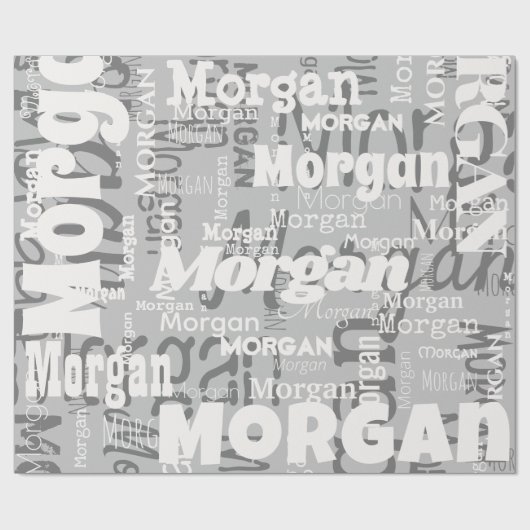 Wiederholbarer Name Graue weiße moderne Neutrale T Geschenkpapier (Flach)