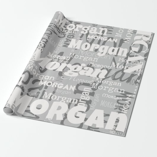 Wiederholbarer Name Graue weiße moderne Neutrale T Geschenkpapier (Ungerollt)