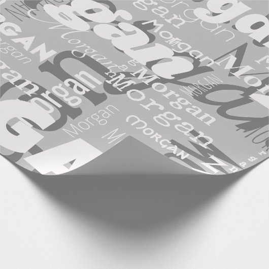 Wiederholbarer Name Graue weiße moderne Neutrale T Geschenkpapier (Ecke)