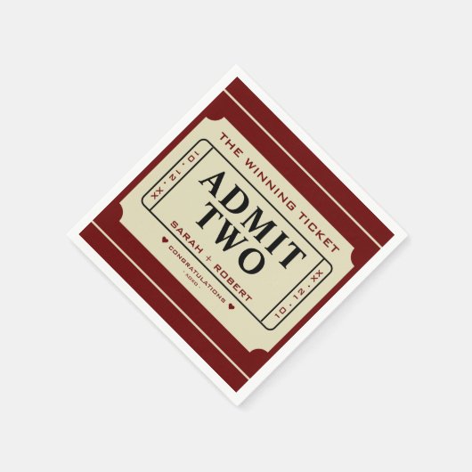 Wiederholen Sie den Gewinner Ticket Stub Admit zwe Serviette (Ecke)