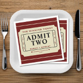 Wiederholen Sie den Gewinner Ticket Stub Admit zwe Serviette