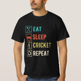 Wiederholen Sie den Schlaf-Cricket T-Shirt