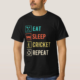 Wiederholen Sie den Schlaf-Cricket T-Shirt