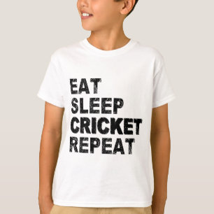Wiederholen Sie den Schlaf-Cricket T-Shirt