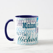 Wiederholen Sie Ihren Namen Cool Typografie Blue Tasse (Links)