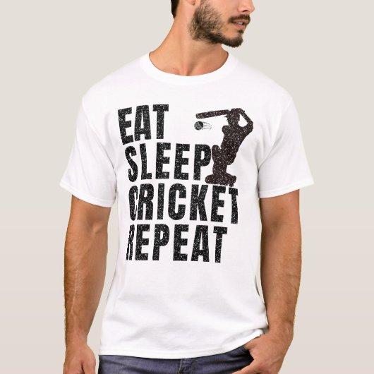Wiederholen Sie Schlaf-Cricket T-Shirt (Vorderseite)