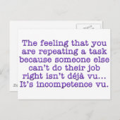 Wiederholen Sie sich für inkompetent:Mitarbeiter Postkarte (Vorne/Hinten)