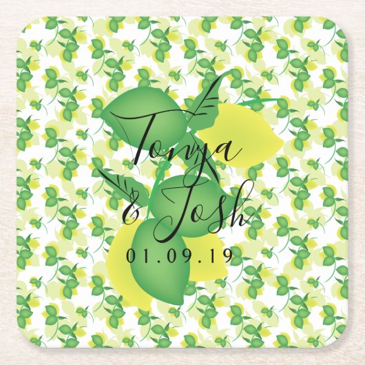 Wiederholen Sie Silo Lemon Limon Moderne Hochzeit Rechteckiger Pappuntersetzer (Vorderseite)