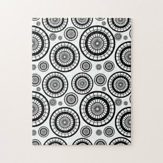 Wiederholendes Rad-Schwarzweiss-Muster Puzzle (Vertikal)