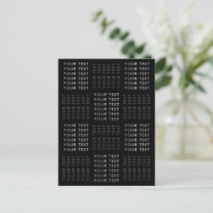Wiederholendes Textmuster Schwarz Grau & Weiß Postkarte