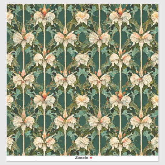 Wiederholte botanische Muster Aufkleber (Blatt)