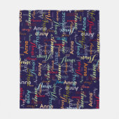 Wiederholte Farbname Typografie dunkelblau Fleecedecke (Vorderseite)