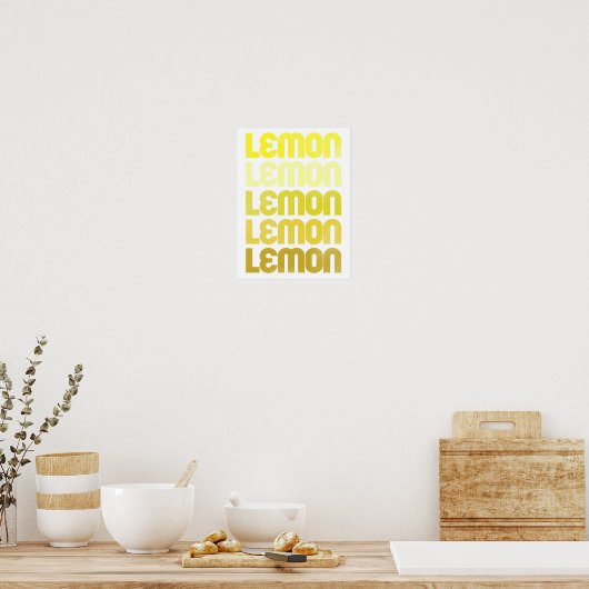Wiederholte Gelbe Lemon Typografie Küche Kunst Poster (Küche)