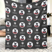 Wiederholte Hunde Katzen Name und Foto Fleece Blan