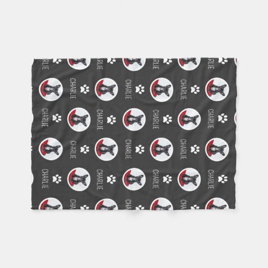 Wiederholte Hunde Katzen Name und Foto Fleece Blan (Vorderseite (Horizontal))