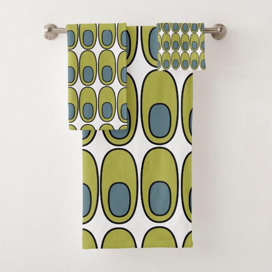 Wiederholte Olive Green und Grauovale Badhandtuch Set (Insitu)