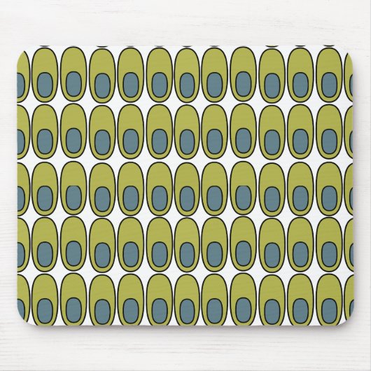 Wiederholte Olive Green und Grauovale Mousepad (Vorne)