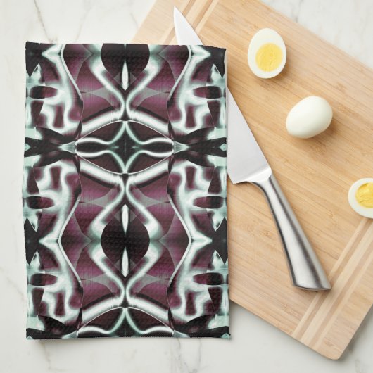 Wiederholte opake Rot- und Gradientenkurven Geschirrtuch (Viertel Falte)