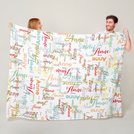 Wiederholte Personalisierte farbige Namen für alle Fleecedecke