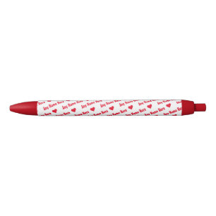 Wiederholte Red Hearts & Names Spaß Girly Writing Kugelschreiber