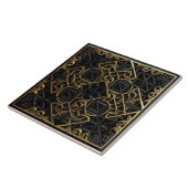 Wiederholte Schwarz-Gold-Mosaik-Akzent-Keramik Fliese (Seite)