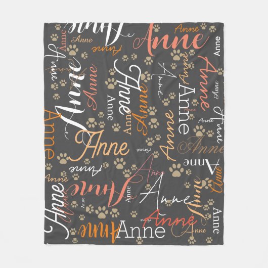 Wiederholter Farbname und Dog Paw-Allover dunkelgr Fleecedecke (Vorderseite)