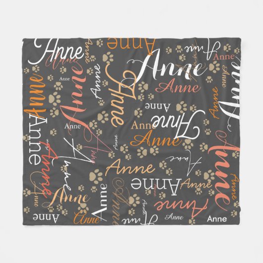 Wiederholter Farbname und Dog Paw-Allover dunkelgr Fleecedecke (Vorderseite (Horizontal))