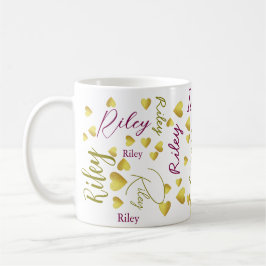 Wiederholter Individuelle Name mit Goldherzen Kaffeetasse