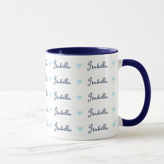 Wiederholter Isabella-individuelle Name mit blauen Tasse (Rechts)