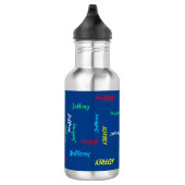 Wiederholter Name auf blau Trinkflasche (Rechts)