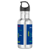 Wiederholter Name auf blau Trinkflasche (Rückseite)