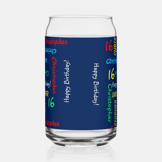 Wiederholter Name, Blauer beliebiger Name eines be Dosenglas (Links)