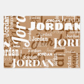 Wiederholter Name Braun Beige Weiß Moderne neutral Geschenkpapier Set (Vorderseite)