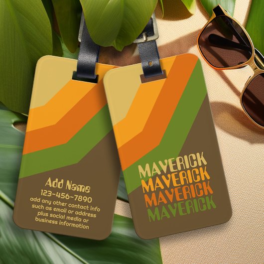 Wiederholter Name für das Retro Stripe Muster in e Gepäckanhänger