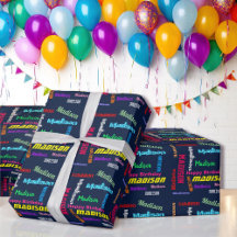 Wiederholter NAME Happy Birthday Geschenkpapier