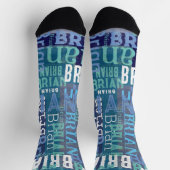 Wiederholter Name in Blautönen Socken (Oben)