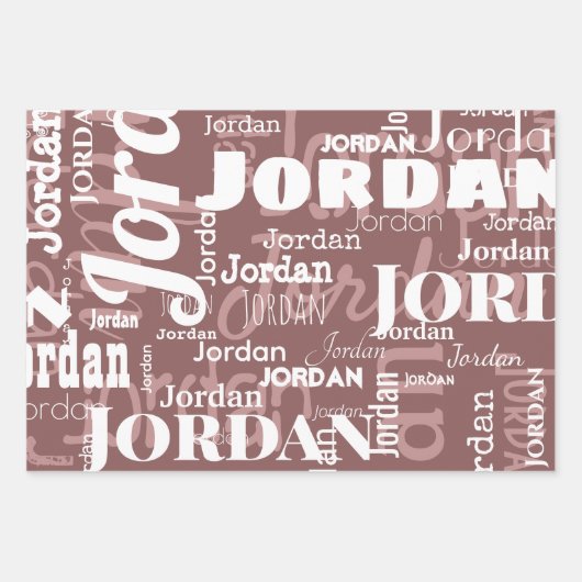 Wiederholter Name Mauve Dusty Rose White Modern Geschenkpapier Set (Vorderseite 2)