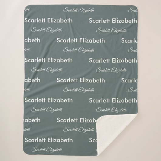 Wiederholter Name Modern Boho Balsam Green Sherpadecke (Vorderseite)