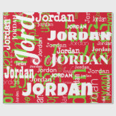 Wiederholter Name Muster Grün Weiße Weihnachten Geschenkpapier (Flach)