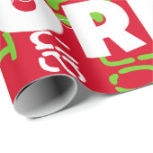 Wiederholter Name Muster Grün Weiße Weihnachten Geschenkpapier (Rolleneckpunkt)