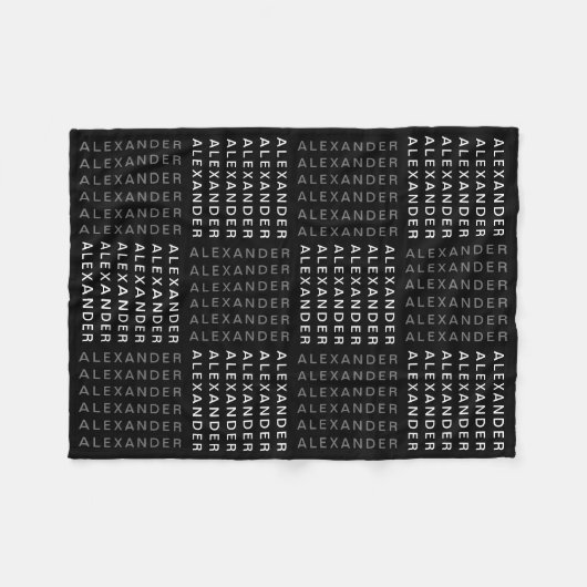 Wiederholter Name oder Word-Muster Grau Schwarz & Fleecedecke (Vorderseite (Horizontal))