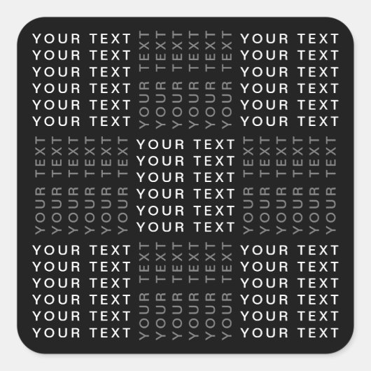 Wiederholter Name oder Word-Muster Grau Schwarz & Quadratischer Aufkleber (Vorderseite)