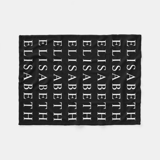 Wiederholter Name oder Word-Muster Schwarz/Weiß Fleecedecke (Vorderseite (Horizontal))