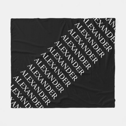 Wiederholter Name oder Word-Muster Schwarz/Weiß Fleecedecke (Vorderseite (Horizontal))