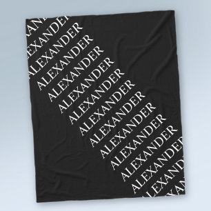 Wiederholter Name oder Word-Muster Schwarz/Weiß Fleecedecke
