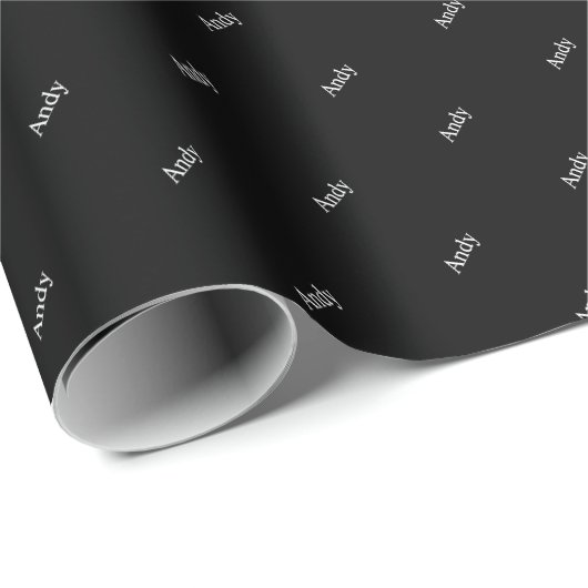 Wiederholter Name oder Word-Muster Schwarz/Weiß Geschenkpapier (Rolleneckpunkt)