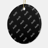 Wiederholter Name oder Word-Muster Schwarz/Weiß Keramik Ornament (Links)