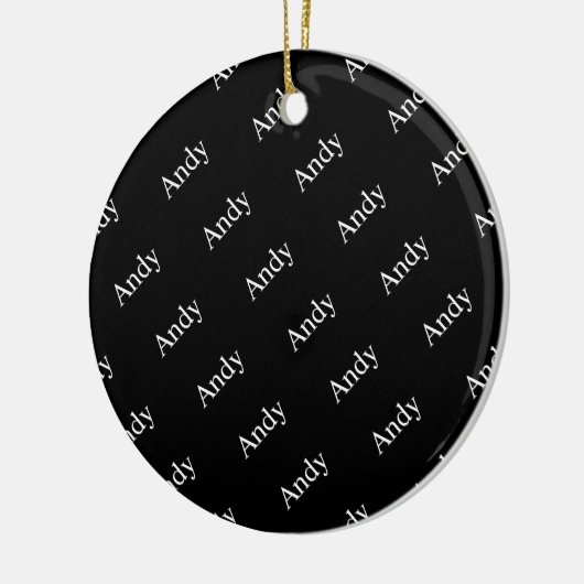 Wiederholter Name oder Word-Muster Schwarz/Weiß Keramik Ornament (Links)